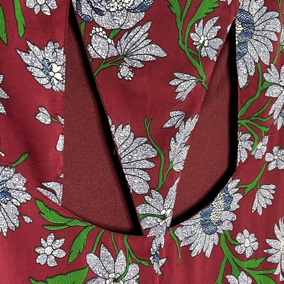 Entro Boho Bell Sleeve Floral Mini Dress Burgundy Blue Size Large - Picture 12 of 12